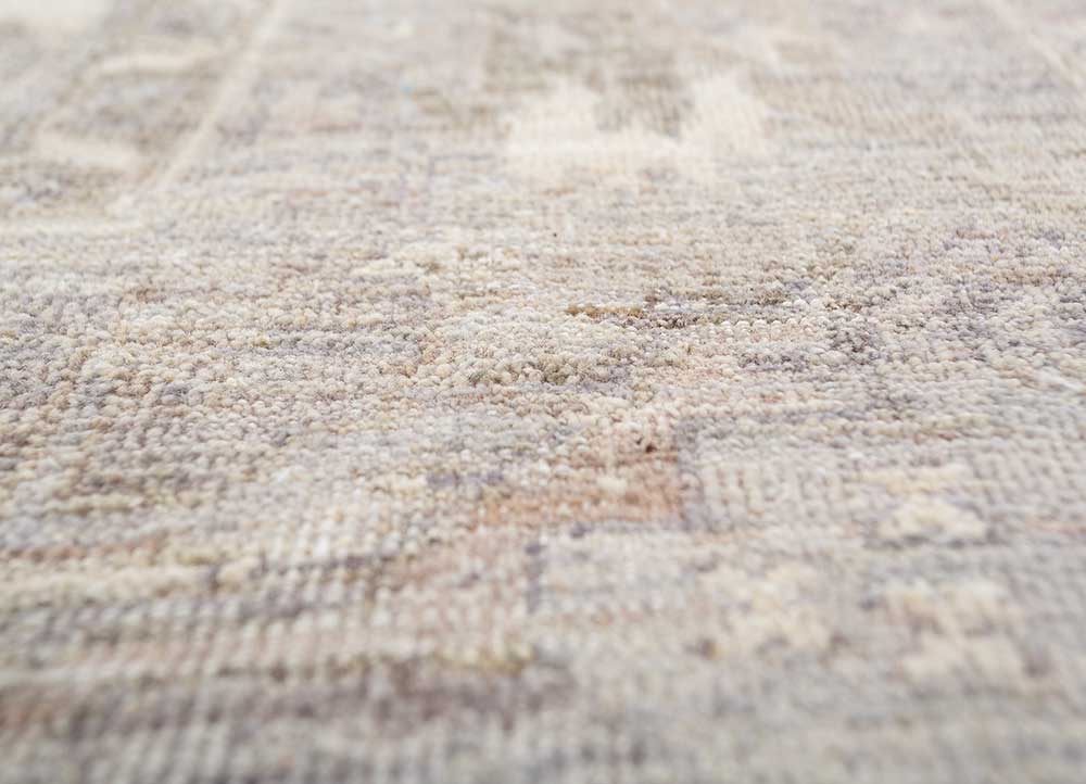 someplace in time gold wool Hand Knotted Rug - CloseUp