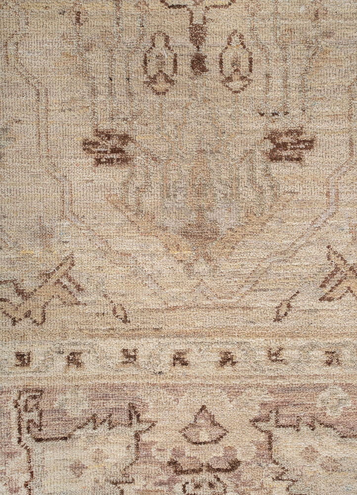 someplace in time beige and brown wool Hand Knotted Rug - CloseUp
