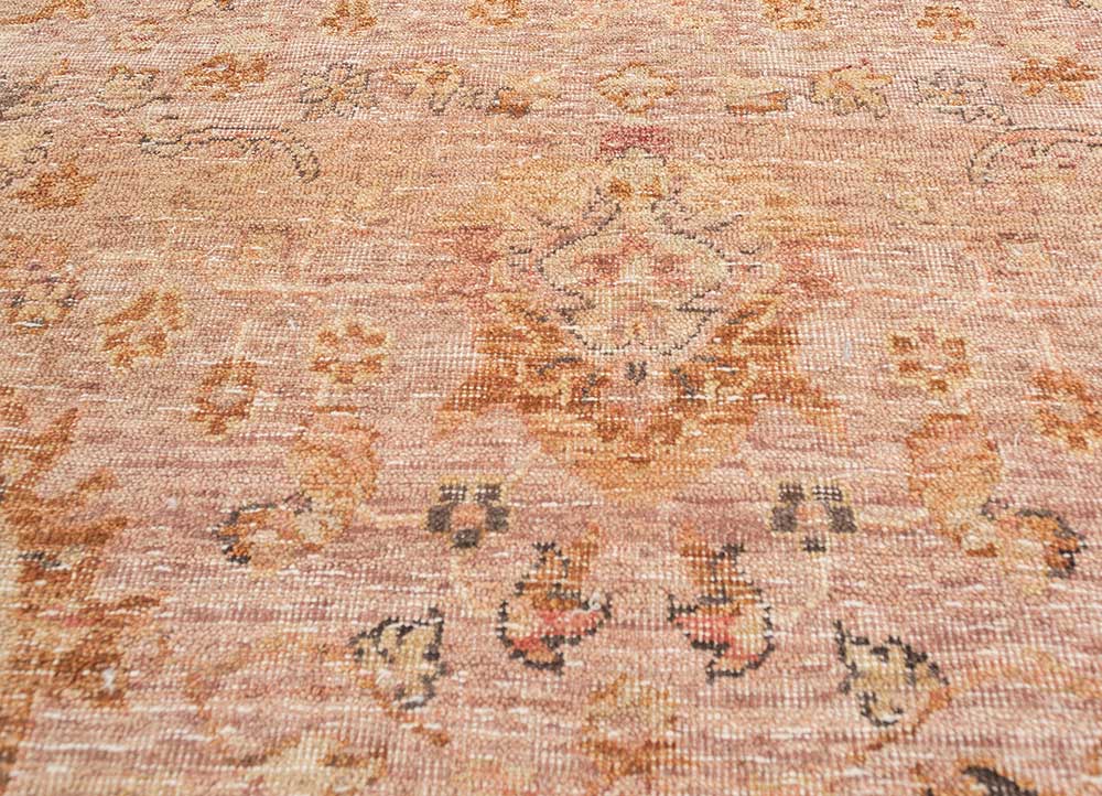 someplace in time red and orange afghan wool Hand Knotted Rug - CloseUp
