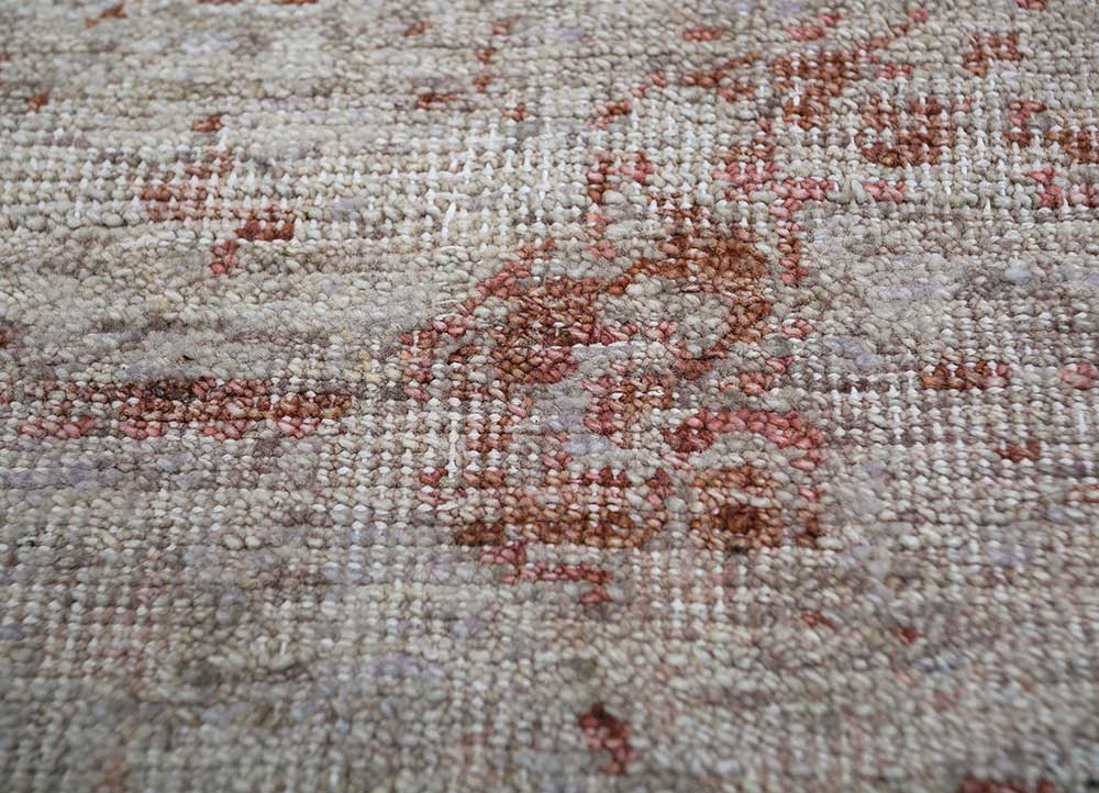 someplace in time beige and brown wool Hand Knotted Rug - CloseUp