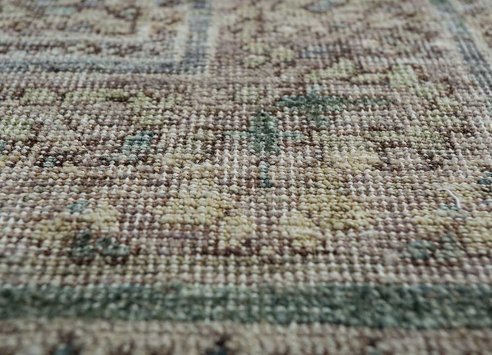 someplace in time blue afghan wool Hand Knotted Rug - CloseUp