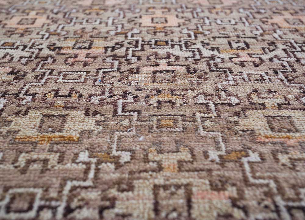 someplace in time beige and brown wool Hand Knotted Rug - CloseUp