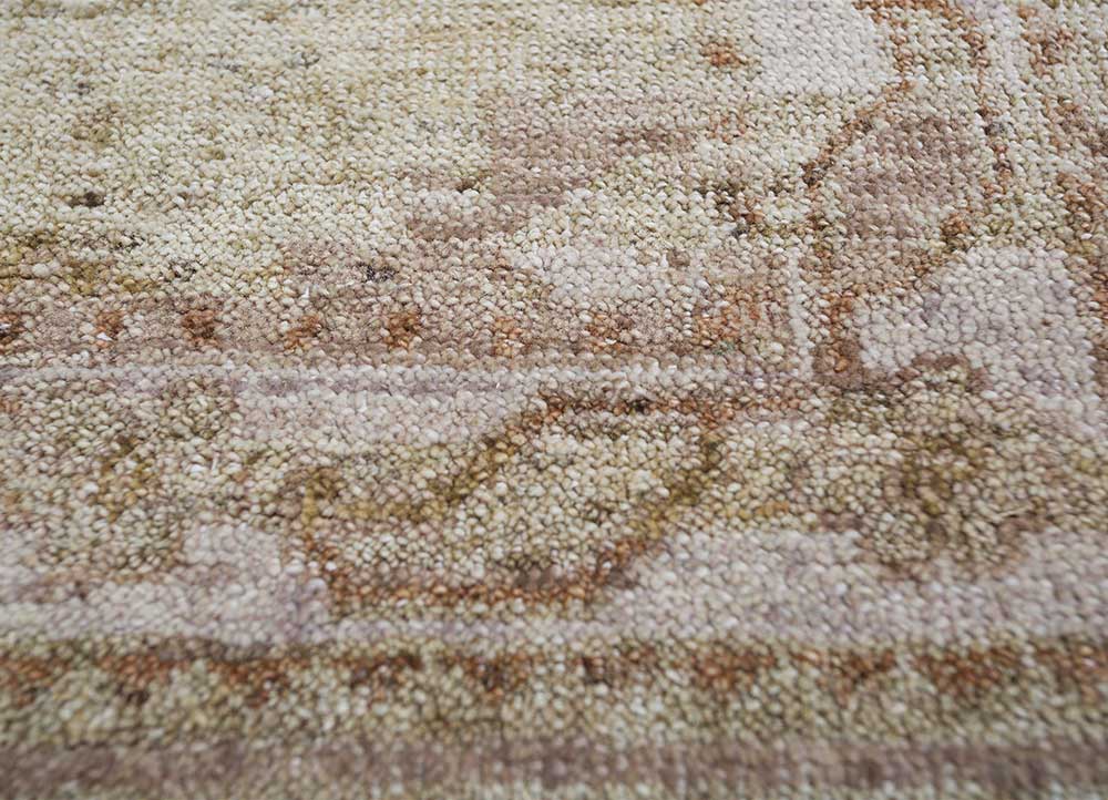 someplace in time gold wool Hand Knotted Rug - CloseUp