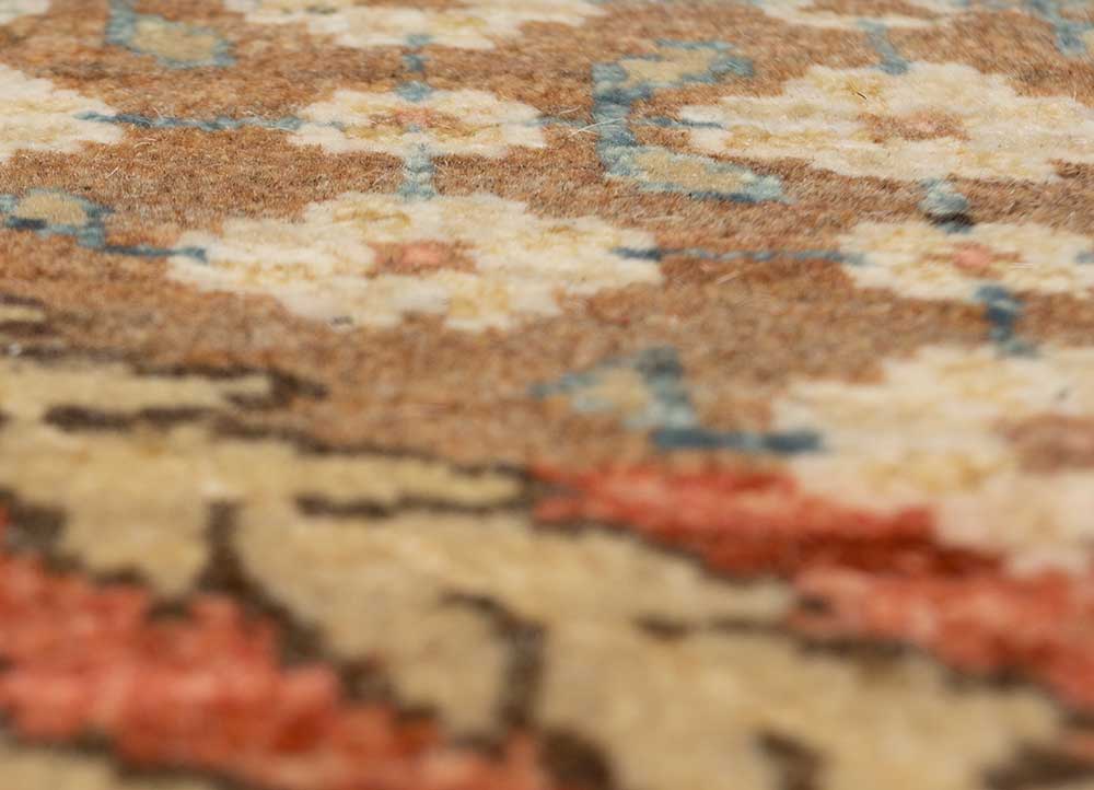 someplace in time beige and brown wool Hand Knotted Rug - CloseUp