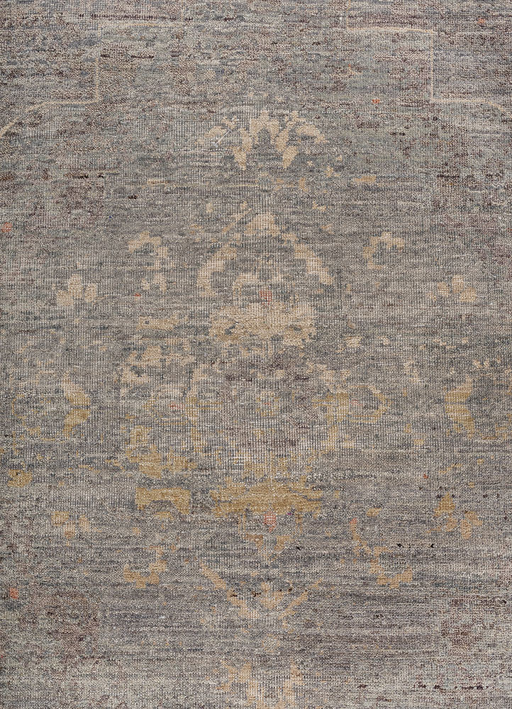 someplace in time grey and black afghan wool Hand Knotted Rug - CloseUp someplace in time grey and black afghan wool Hand Knotted Rug - CloseUp