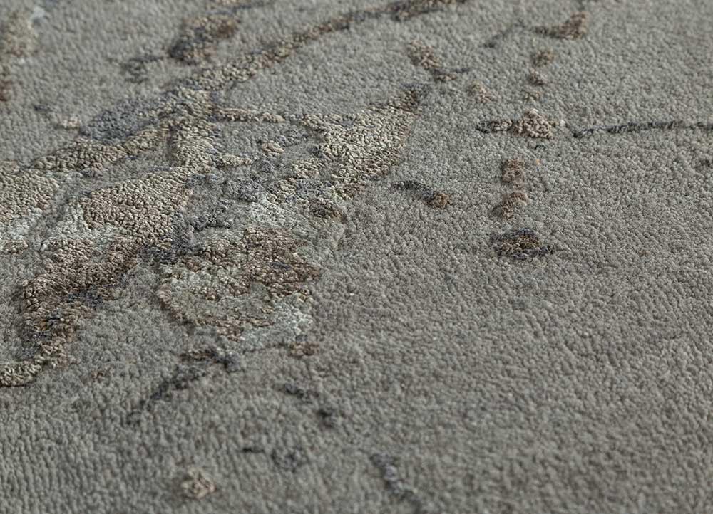 urban pause by kavi grey and black wool and silk Hand Knotted Rug - CloseUp urban pause by kavi grey and black wool and silk Hand Knotted Rug - CloseUp