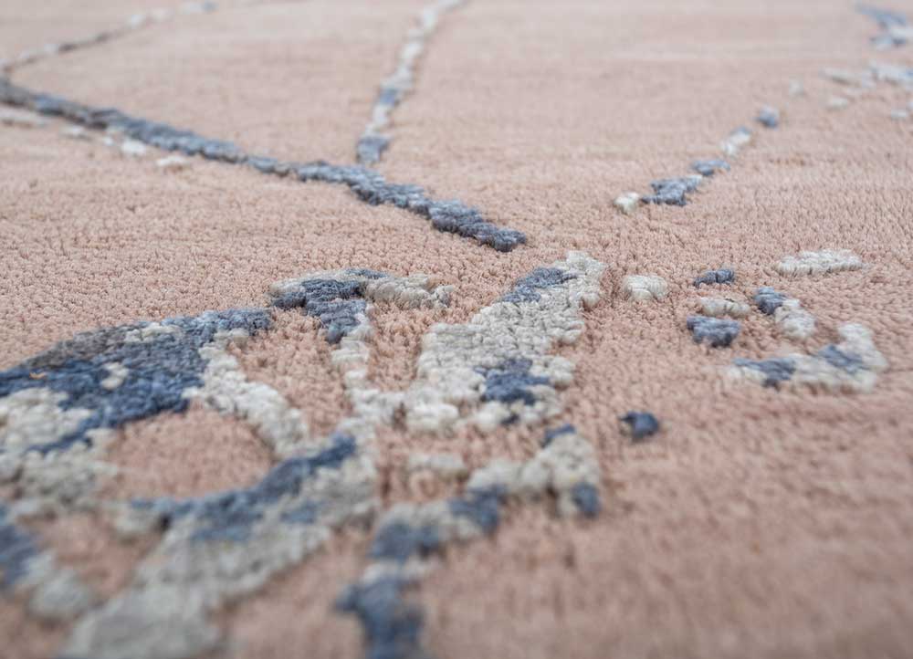 urban pause by kavi beige and brown wool and silk Hand Knotted Rug - CloseUp