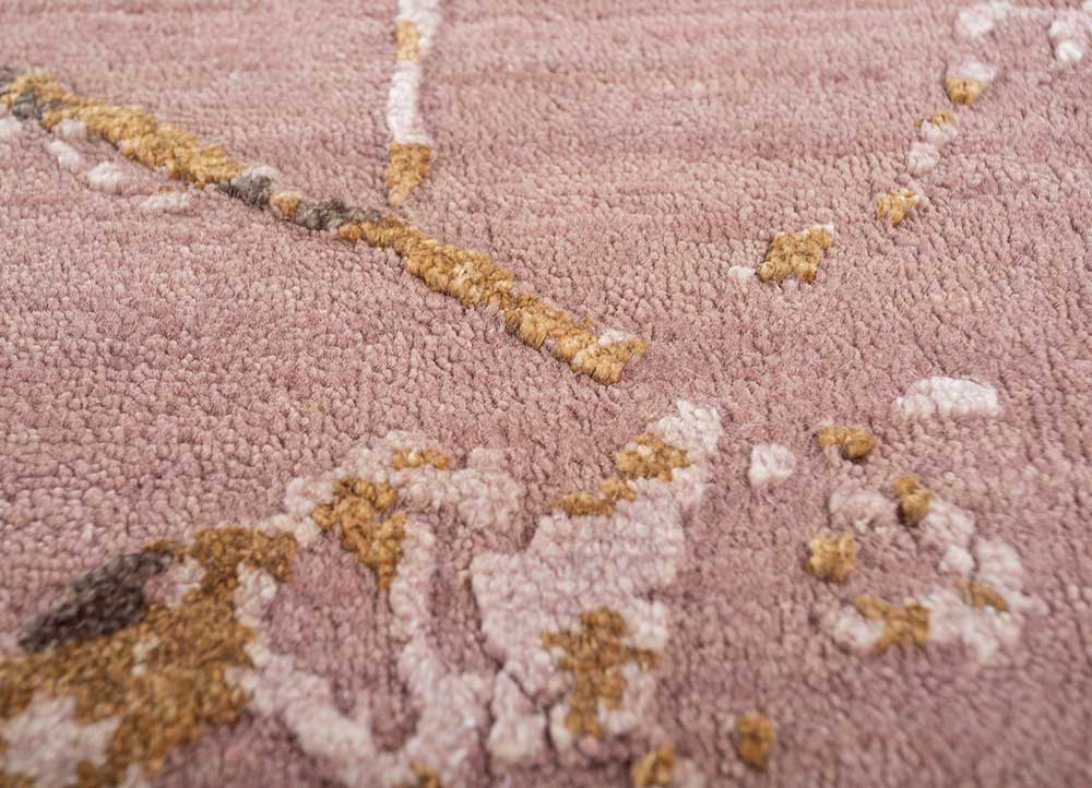 urban pause by kavi pink and purple wool and silk Hand Knotted Rug - CloseUp urban pause by kavi pink and purple wool and silk Hand Knotted Rug - CloseUp