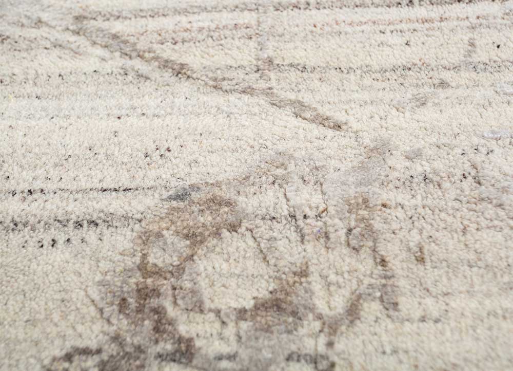 urban pause by kavi ivory wool and silk Hand Knotted Rug - CloseUp