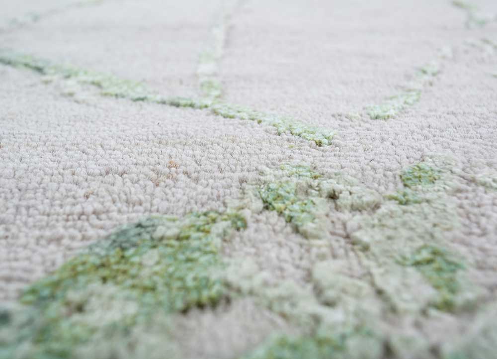 urban pause by kavi ivory wool and silk Hand Knotted Rug - CloseUp