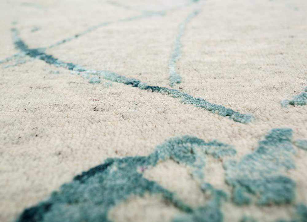 urban pause by kavi ivory wool and silk Hand Knotted Rug - CloseUp