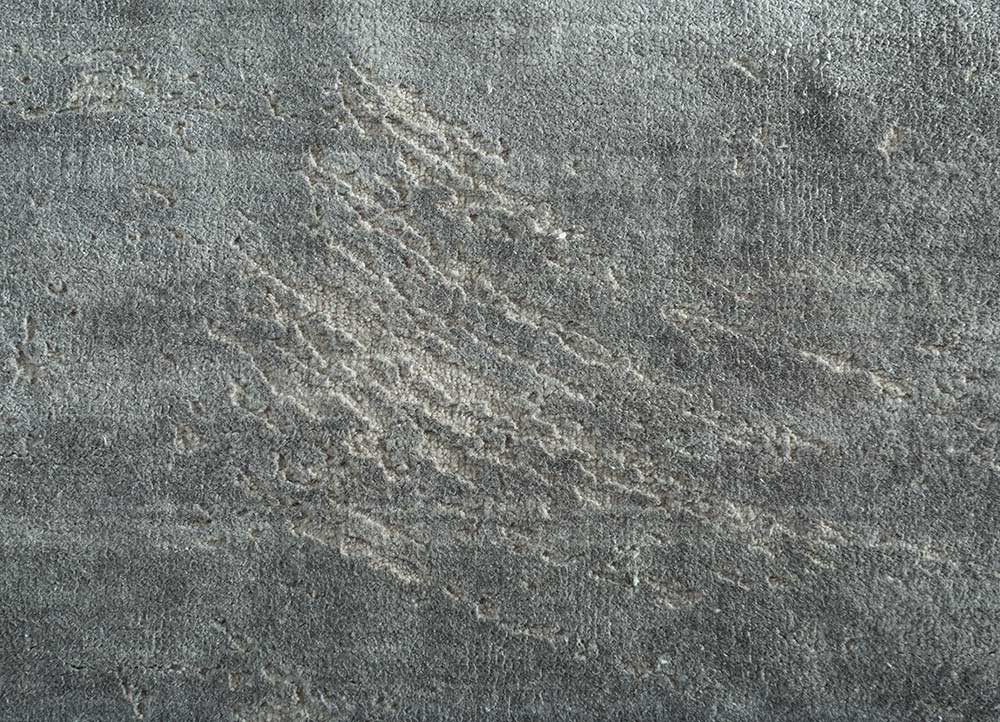 free verse by kavi grey and black wool and silk Hand Knotted Rug - CloseUp