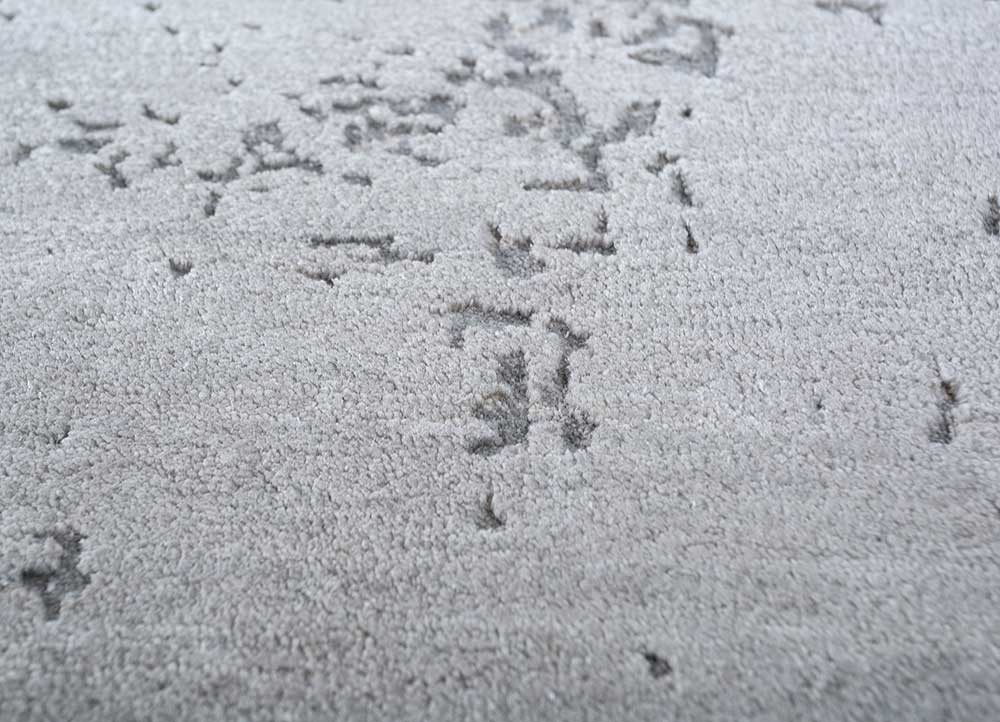 urban pause by kavi grey and black wool and silk Hand Knotted Rug - CloseUp urban pause by kavi grey and black wool and silk Hand Knotted Rug - CloseUp