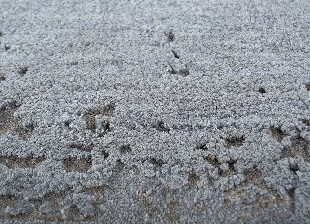 urban pause by kavi grey and black wool and silk Hand Knotted Rug - CloseUp urban pause by kavi grey and black wool and silk Hand Knotted Rug - CloseUp