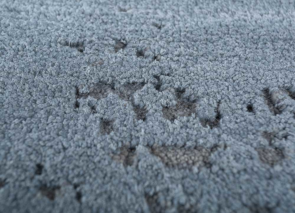 urban pause by kavi blue wool and silk Hand Knotted Rug - CloseUp urban pause by kavi blue wool and silk Hand Knotted Rug - CloseUp