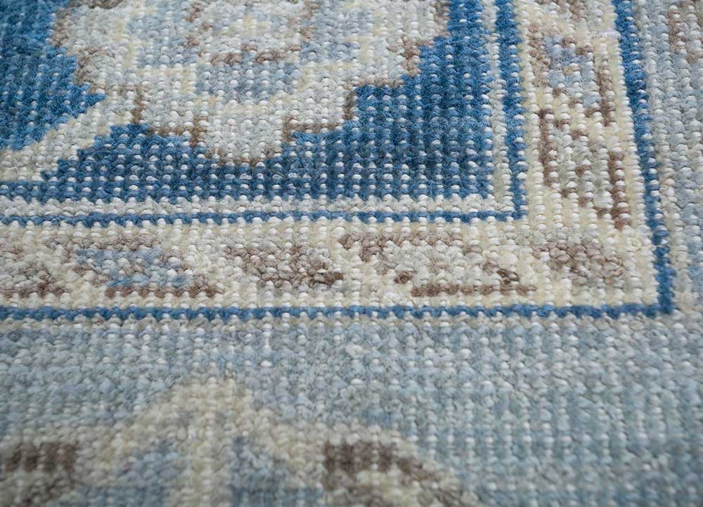 erbe blue wool Hand Knotted Rug - CloseUp