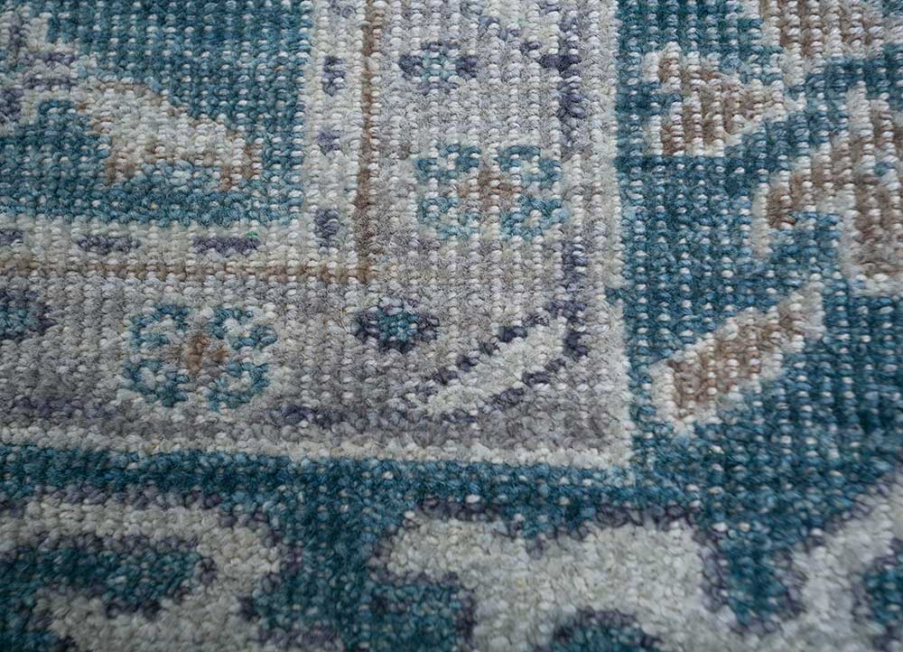 erbe blue wool Hand Knotted Rug - CloseUp