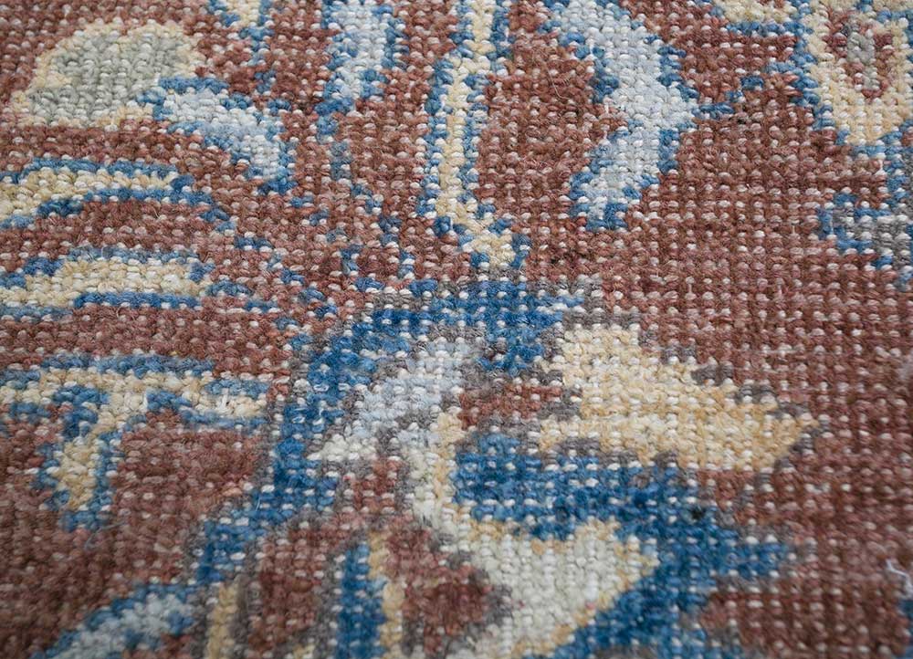 erbe red and orange wool Hand Knotted Rug - CloseUp