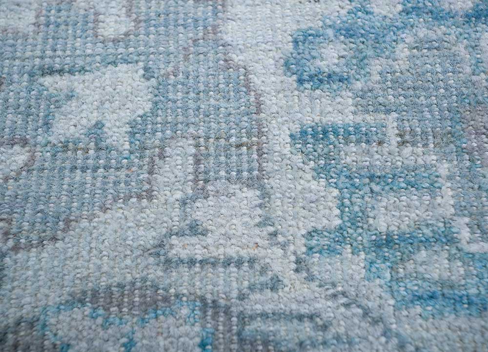 erbe blue wool Hand Knotted Rug - CloseUp