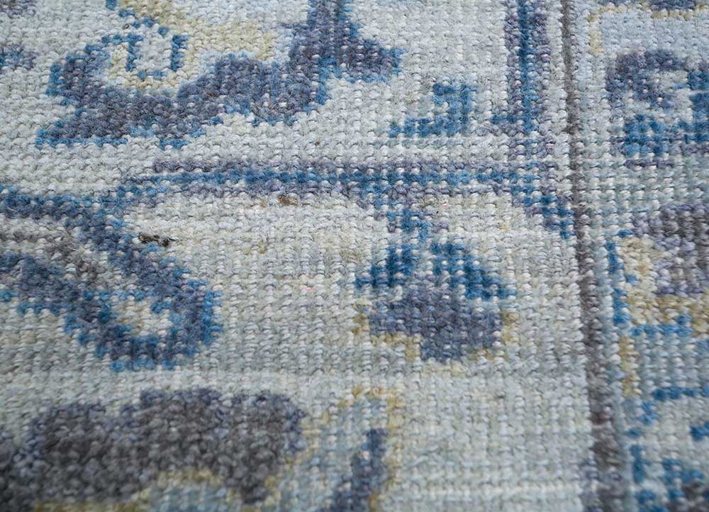 erbe blue wool Hand Knotted Rug - CloseUp