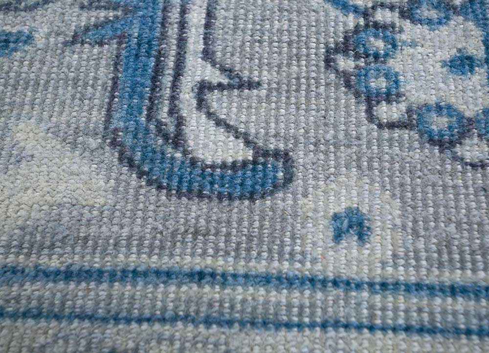 erbe blue wool Hand Knotted Rug - CloseUp