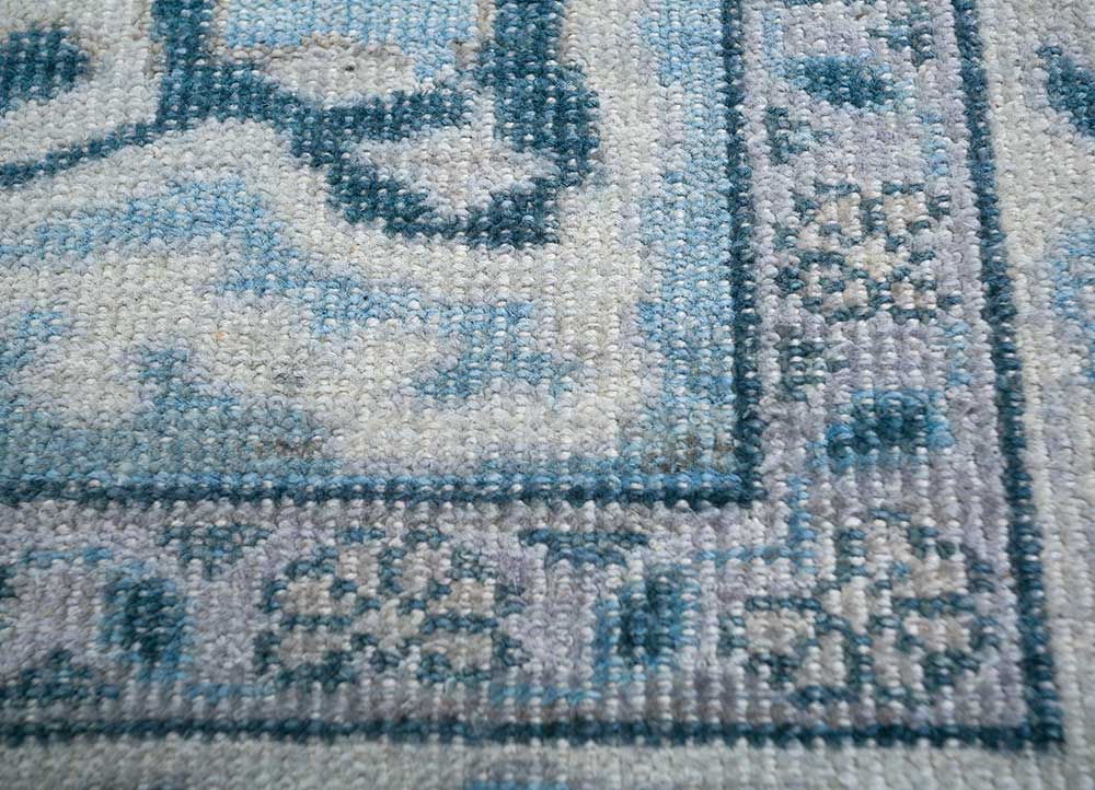 erbe blue wool Hand Knotted Rug - CloseUp