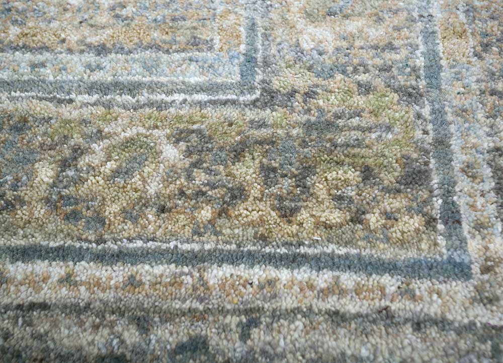 viscaya blue afghan wool Hand Knotted Rug - CloseUp