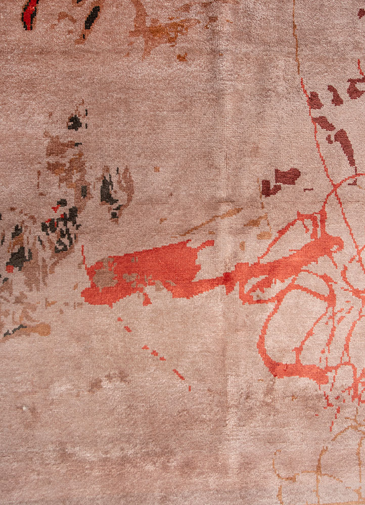 free verse by kavi red and orange bamboo silk Hand Knotted Rug - CloseUp