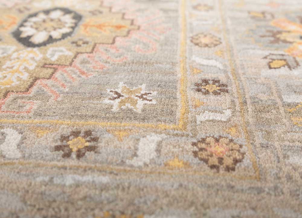 cyanna beige and brown wool Hand Knotted Rug - CloseUp