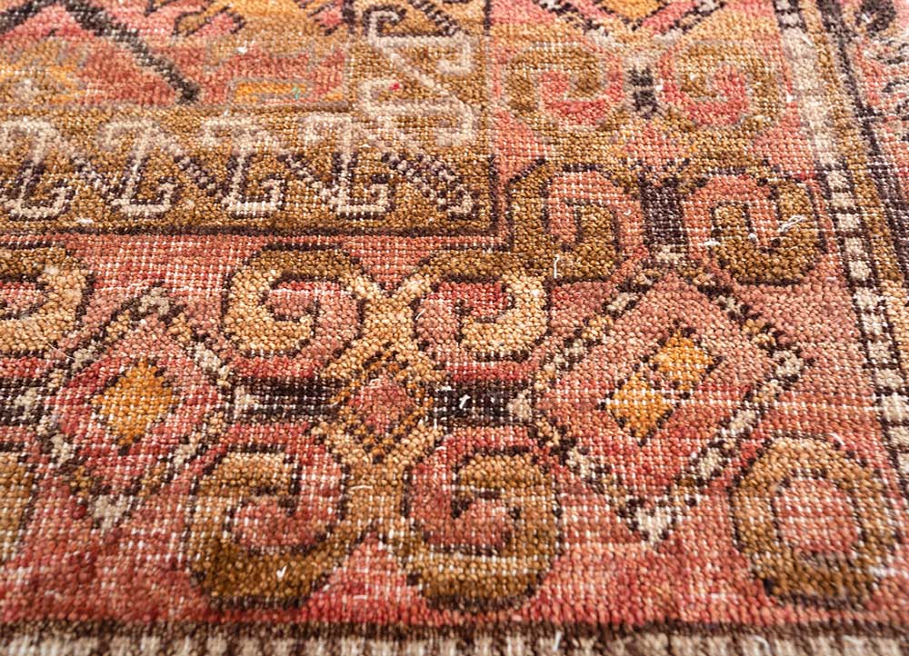 viscaya red and orange wool Hand Knotted Rug - CloseUp viscaya red and orange wool Hand Knotted Rug - CloseUp