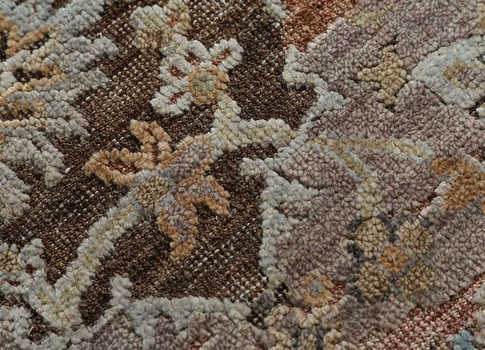 viscaya red and orange wool and silk Hand Knotted Rug - CloseUp