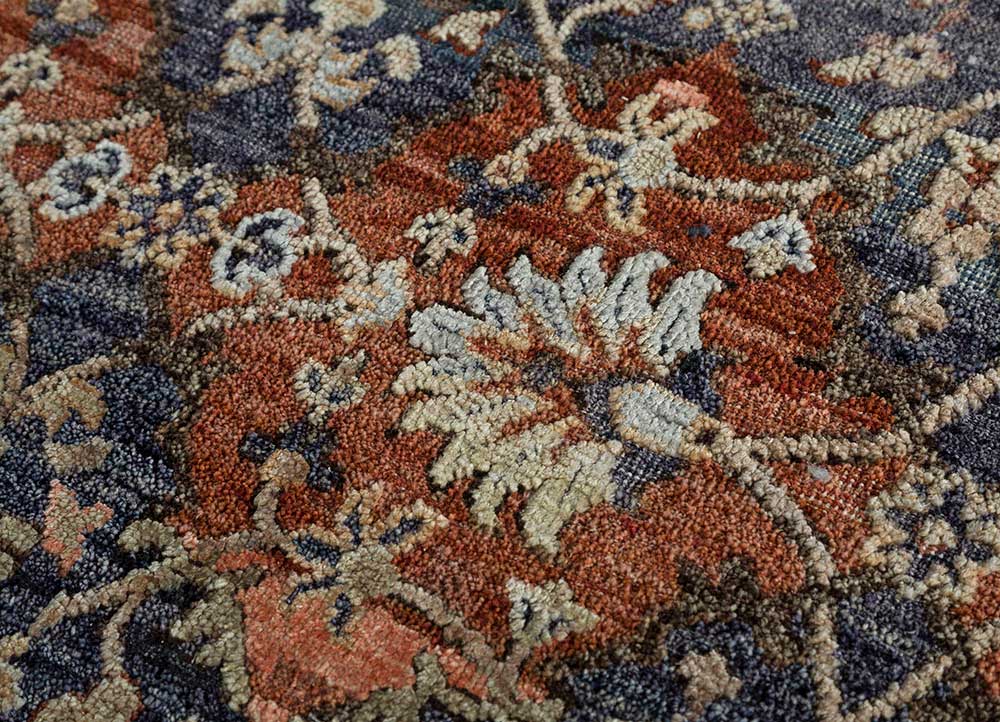 viscaya blue wool and silk Hand Knotted Rug - CloseUp