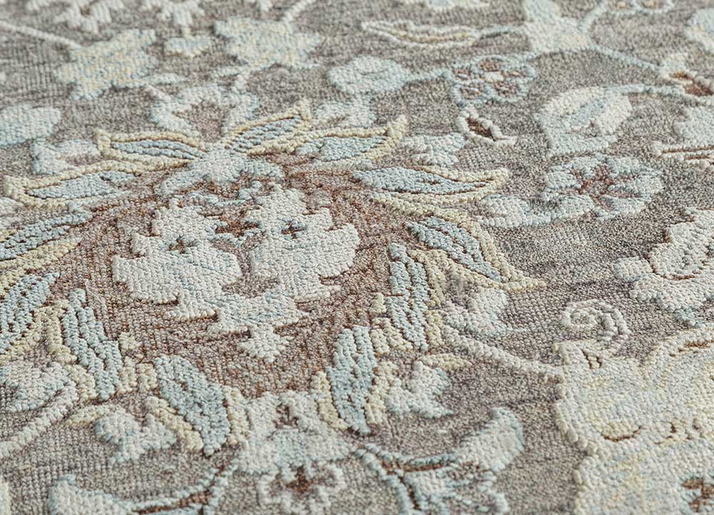 viscaya blue wool and silk Hand Knotted Rug - CloseUp