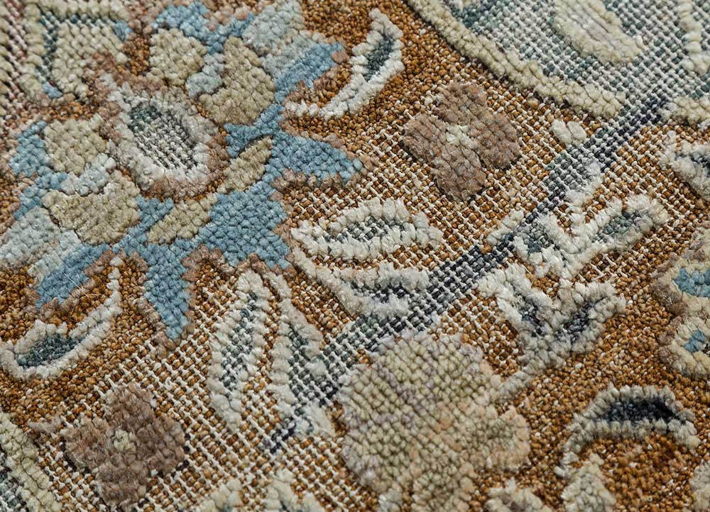 viscaya blue wool and silk Hand Knotted Rug - CloseUp