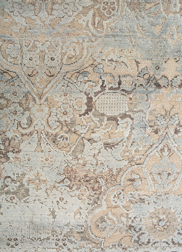 viscaya ivory wool and silk Hand Knotted Rug - CloseUp