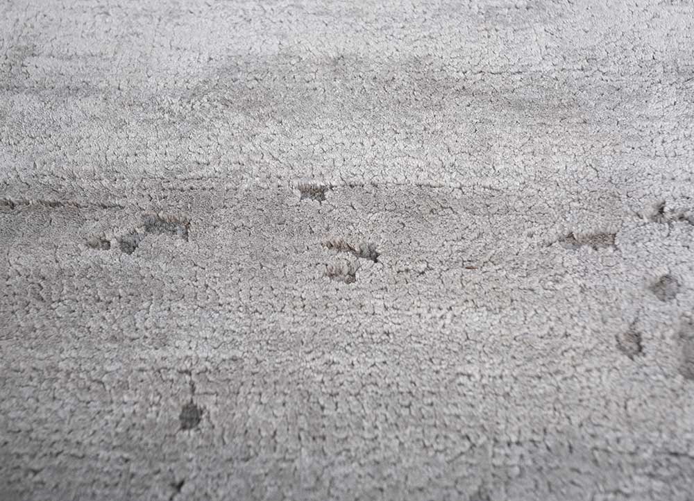 chaos theory by kavi grey and black wool and bamboo silk Hand Knotted Rug - CloseUp