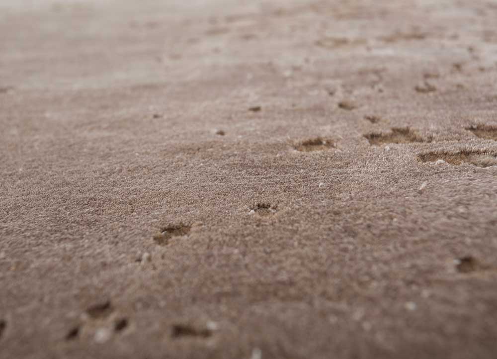 chaos theory by kavi beige and brown wool and bamboo silk Hand Knotted Rug - CloseUp