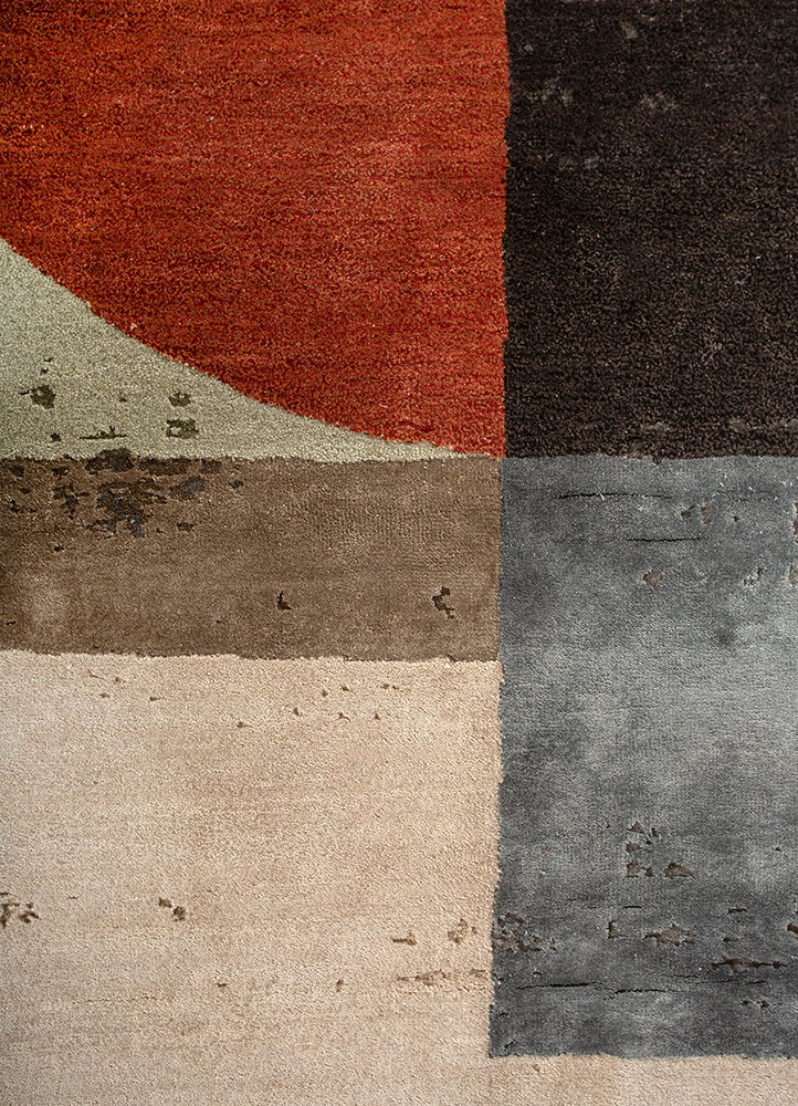 unfold by kavi ivory wool and bamboo silk Hand Knotted Rug - CloseUp