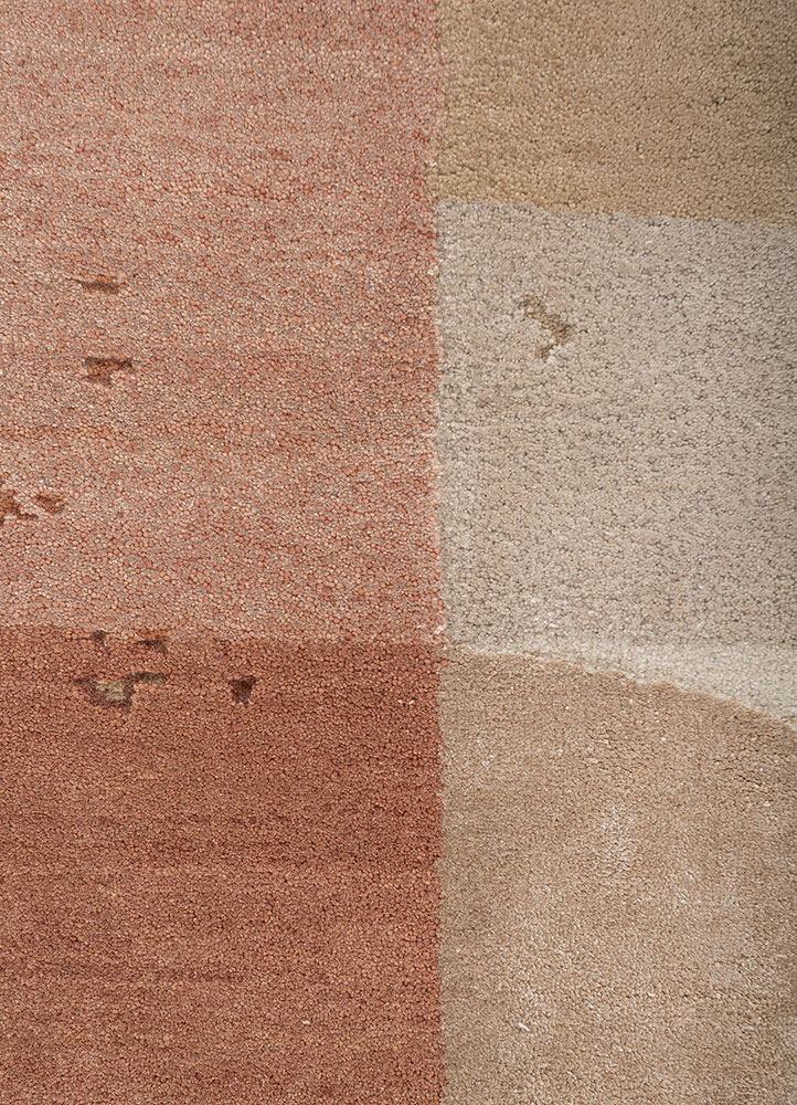 unfold by kavi beige and brown wool and bamboo silk Hand Knotted Rug - CloseUp