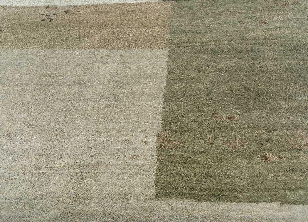 unfold by kavi green wool and bamboo silk Hand Knotted Rug - CloseUp
