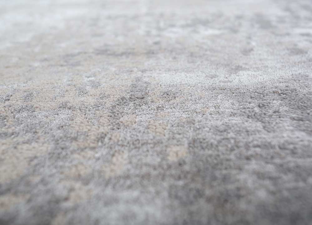 chaos theory by kavi ivory wool and bamboo silk Hand Knotted Rug - CloseUp