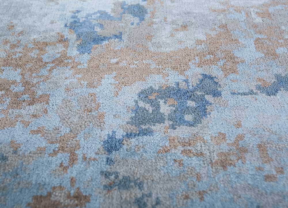 chaos theory by kavi grey and black wool and bamboo silk Hand Knotted Rug - CloseUp