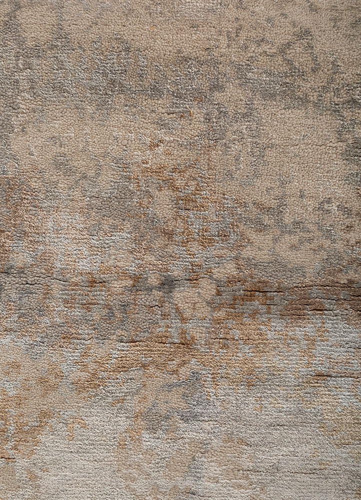 chaos theory by kavi ivory wool and bamboo silk Hand Knotted Rug - CloseUp
