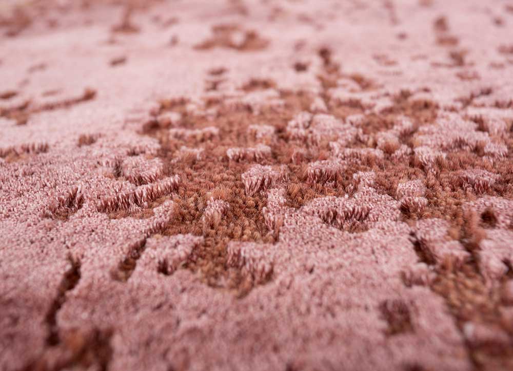 chaos theory by kavi pink and purple wool and bamboo silk Hand Knotted Rug - CloseUp
