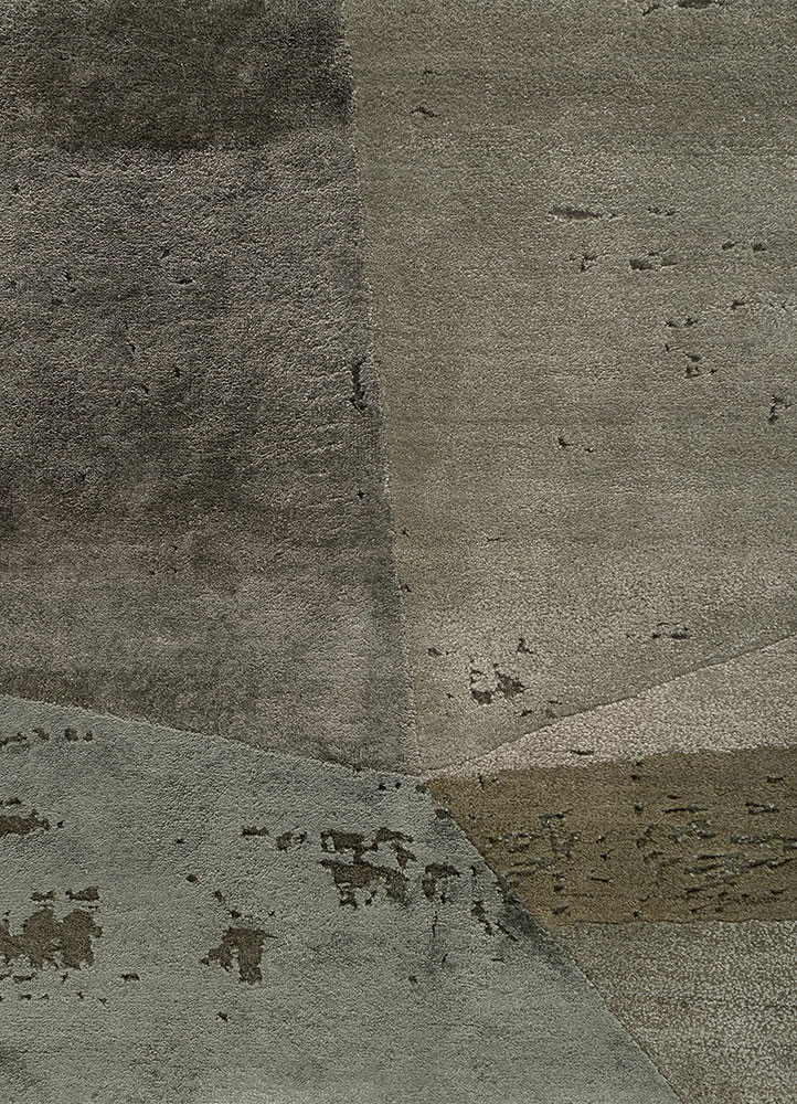 aakar by kavi green wool and bamboo silk Hand Knotted Rug - CloseUp aakar by kavi green wool and bamboo silk Hand Knotted Rug - CloseUp