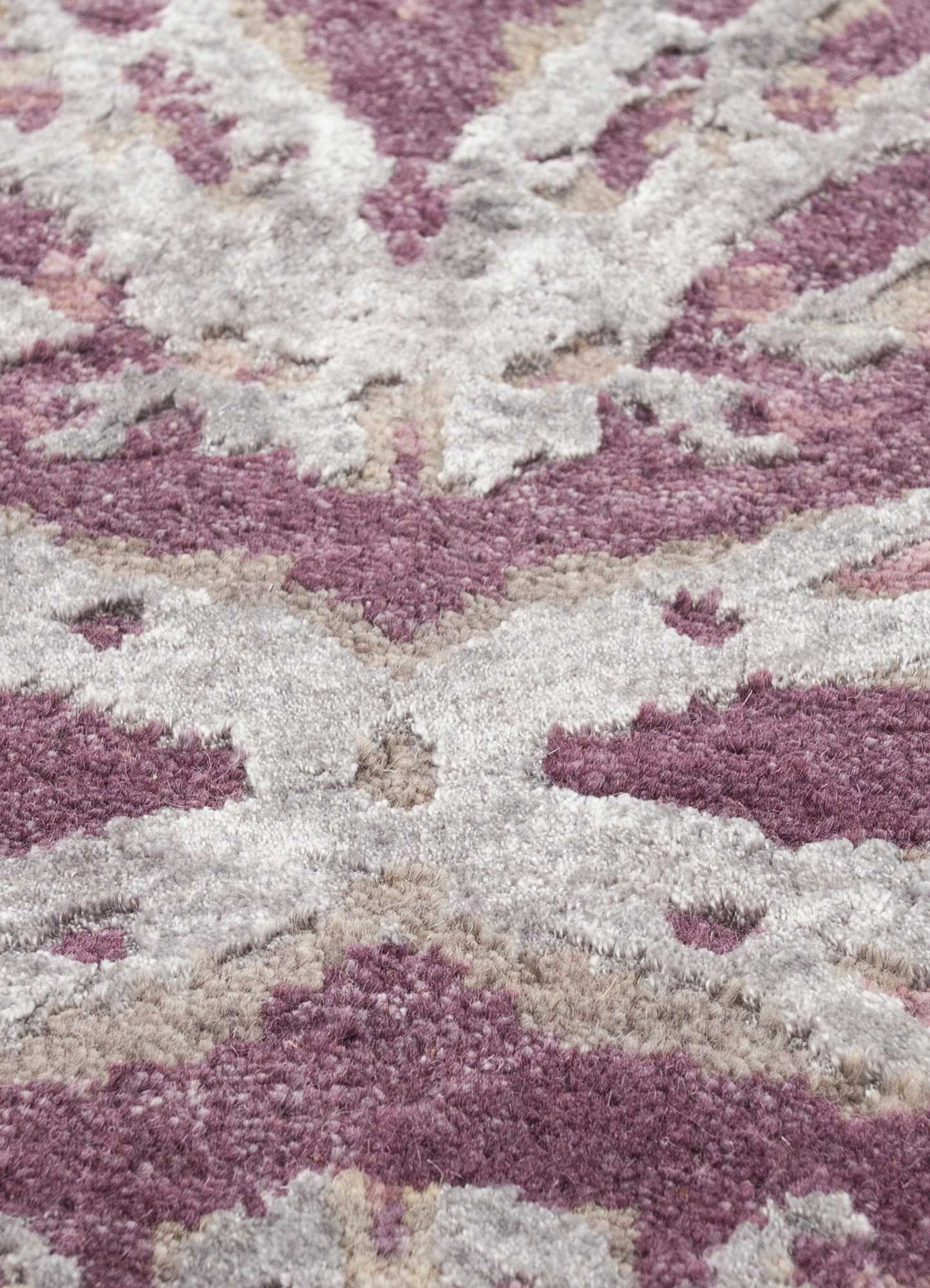 chaos theory by kavi grey and black wool and bamboo silk Hand Knotted Rug - CloseUp