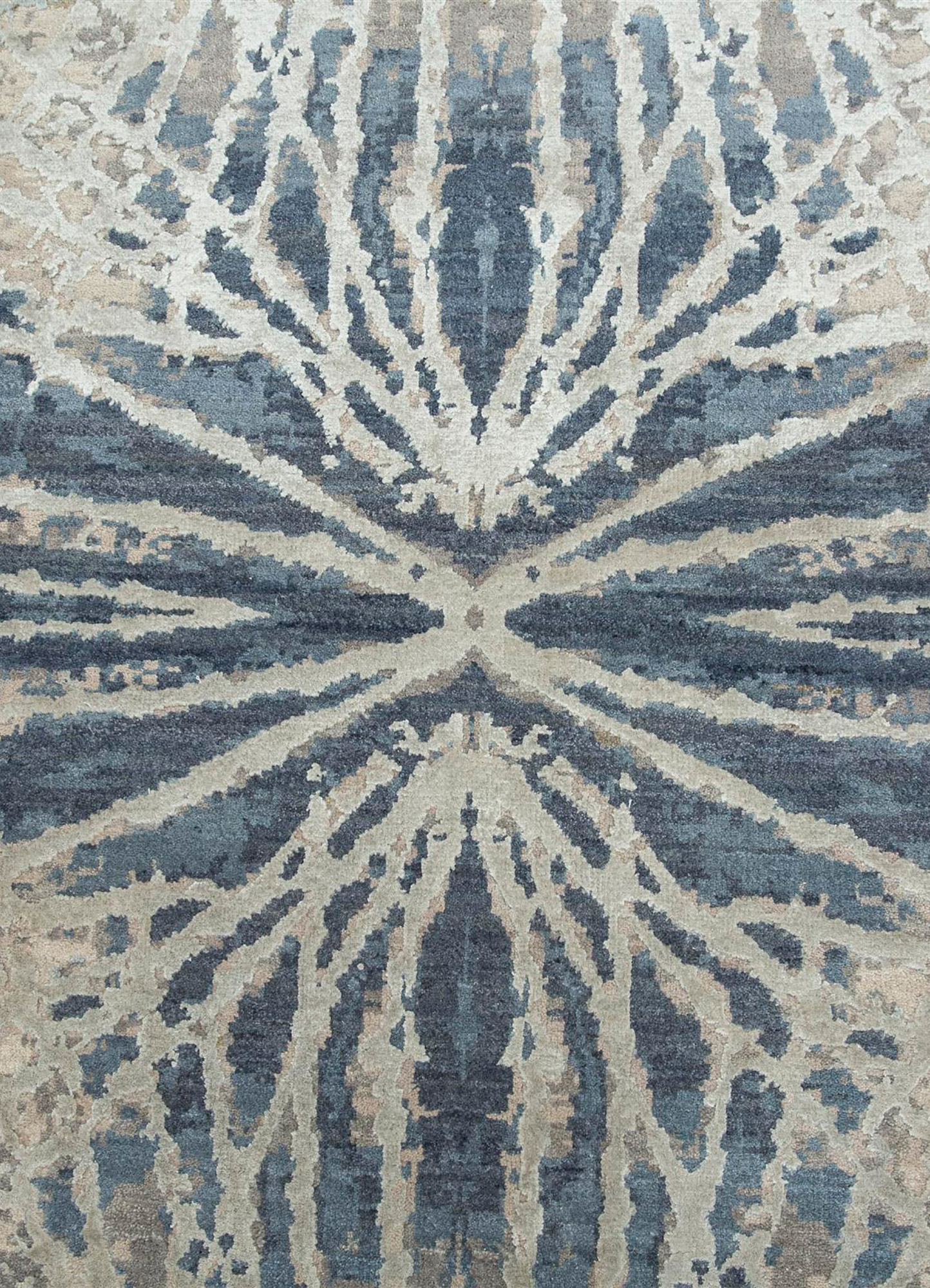 chaos theory by kavi ivory wool and bamboo silk Hand Knotted Rug - CloseUp