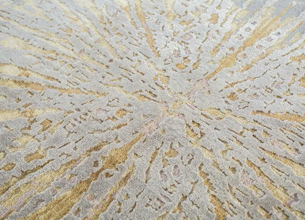 chaos theory by kavi grey and black wool and bamboo silk Hand Knotted Rug - CloseUp