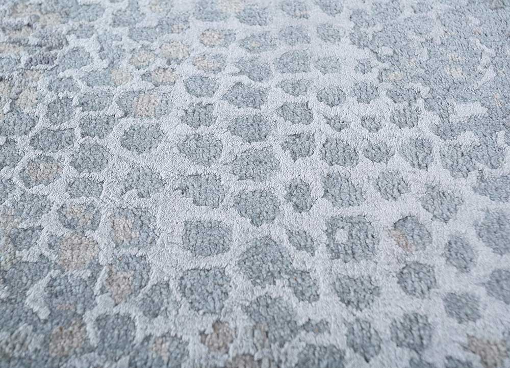 chaos theory by kavi grey and black wool and bamboo silk Hand Knotted Rug - CloseUp