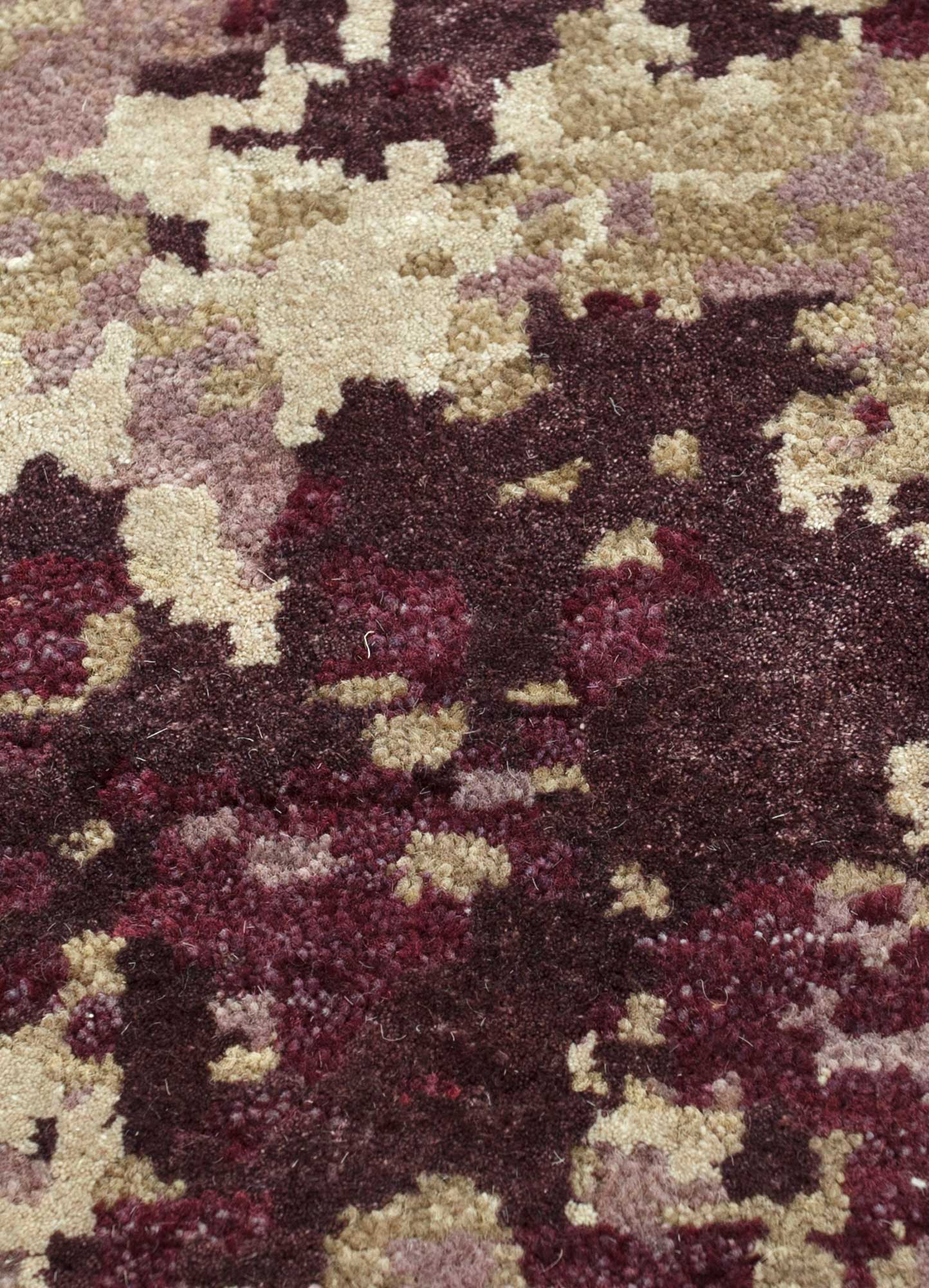 chaos theory by kavi pink and purple wool and bamboo silk Hand Knotted Rug - CloseUp